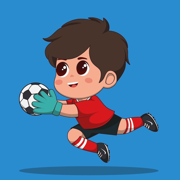 Disegno illustrativo di un ragazzo che gioca a calcio come portiere
