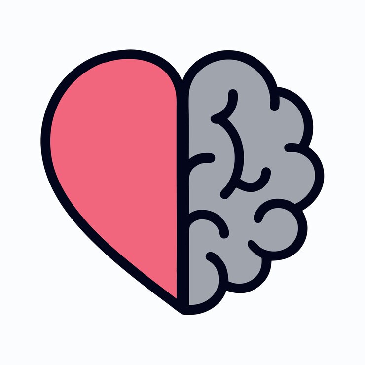 Disegno illustrativo vettoriale del cuore e del cervello