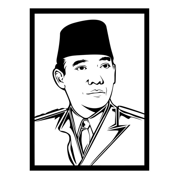 Vettore disegno illustrativo vettoriale di sukarno, primo presidente indonesiano sukarna