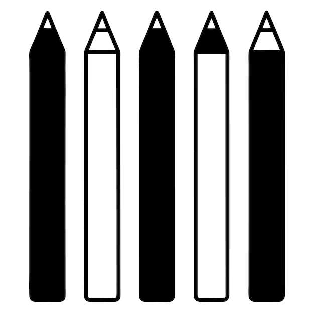 Disegno isolato vettoriale dell'icona del logo del set di matite su sfondo bianco