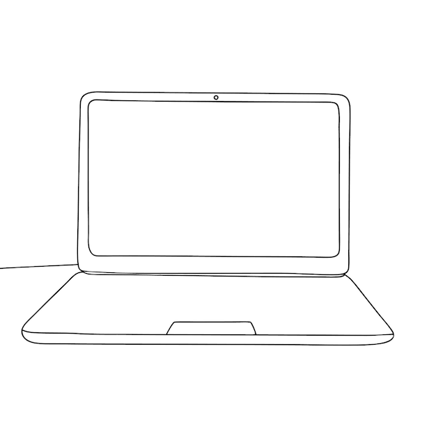 Disegno lineare continuo di un'illustrazione di un gadget per computer portatile
