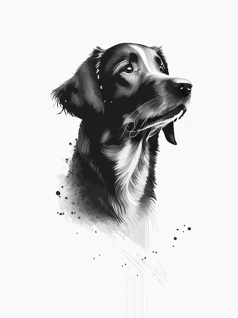 Disegno minimalista in grafite cromata vivida di un cane