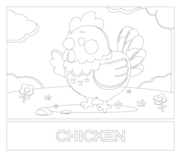 Disegno per bambini per colorare il gallo