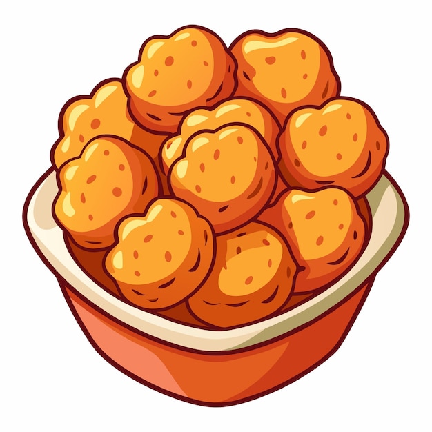 Disegno piatto clipart di Chicken Nuggets isolato su sfondo bianco