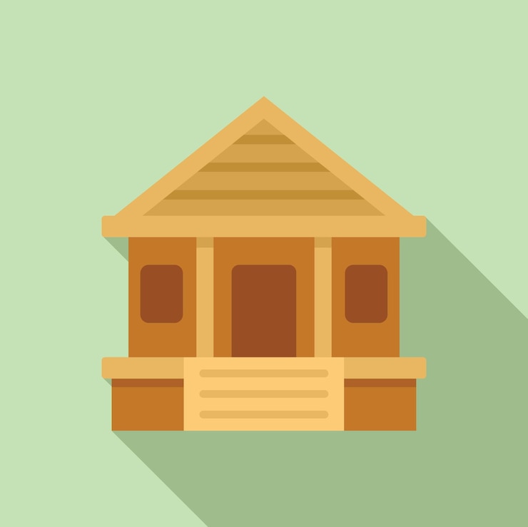 Vettore disegno piatto dell'icona della cabina in legno