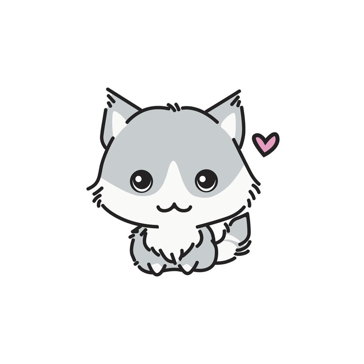 Vettore disegno piatto di gattino grigio vettoriale