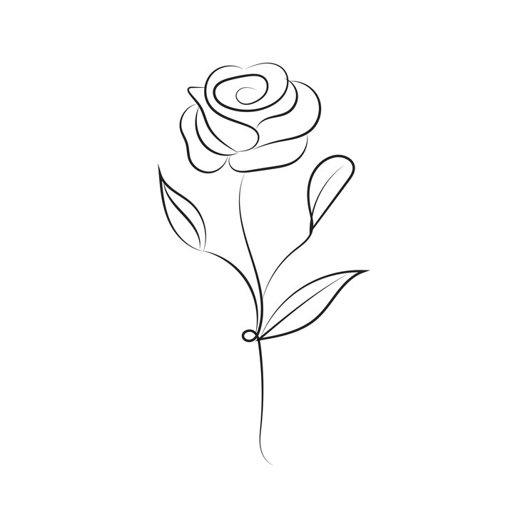 Disegno piatto disegnato a mano con contorni di fiori semplici