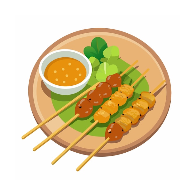 Disegno piatto disegnato a mano illustrazione di cibo thailandese