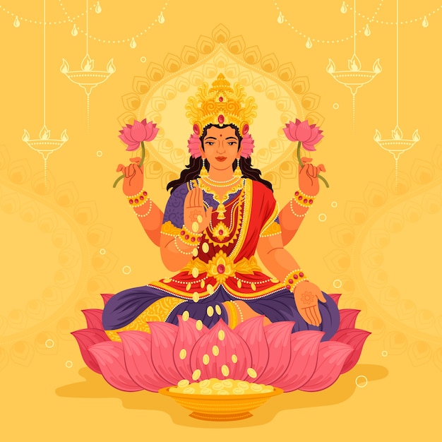 Disegno piatto illustrazione di Lakshmi