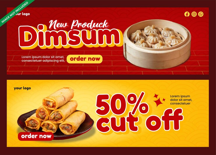 Disegno piatto vettoriale gratuito gustoso dimsum cibo asiatico intestazione Twitter