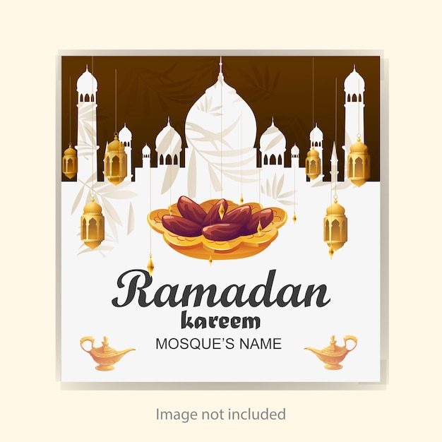 Disegno realistico di post sui social media del Ramadan