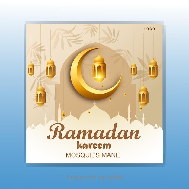 Disegno realistico di post sui social media del Ramadan