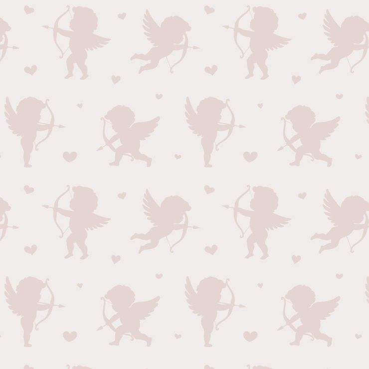 Vettore disegno romantico senza cuciture con silhouette di cupido con archi frecce e cuori perfetto per carte di san valentino scrapbooking inviti manifesti adesivi e disegni romantici