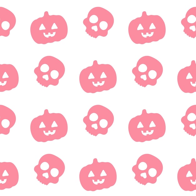 Disegno rosa di Halloween silhouette senza cuciture zucca e teschio illustrazione vettoriale