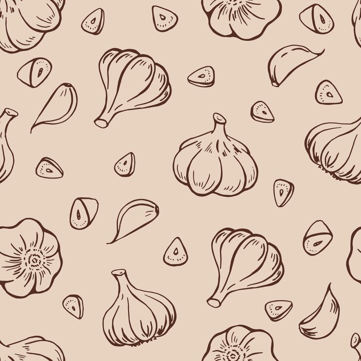 Vettore disegno senza cuciture con aglio illustrazione vettoriale disegnata a mano