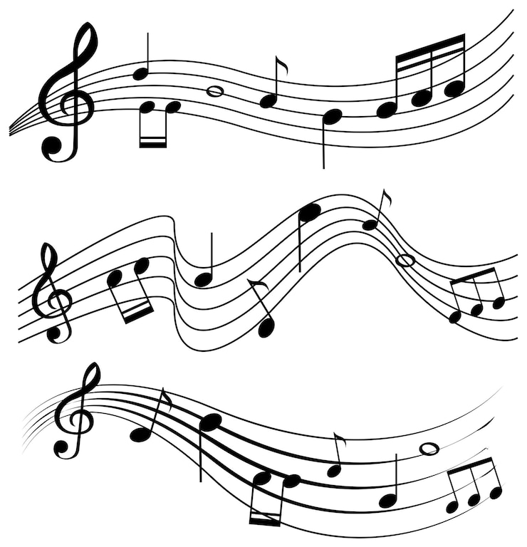 Vettore disegno senza cuciture con note musicali