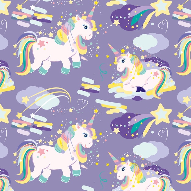 disegno senza cuciture con un carino unicorno