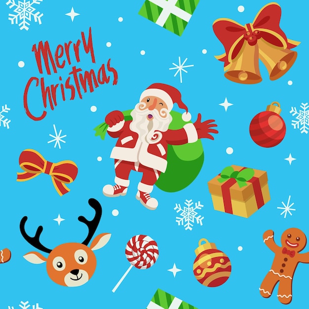Disegno senza cuciture di Natale con un carino Babbo Natale e il simbolo di Natale