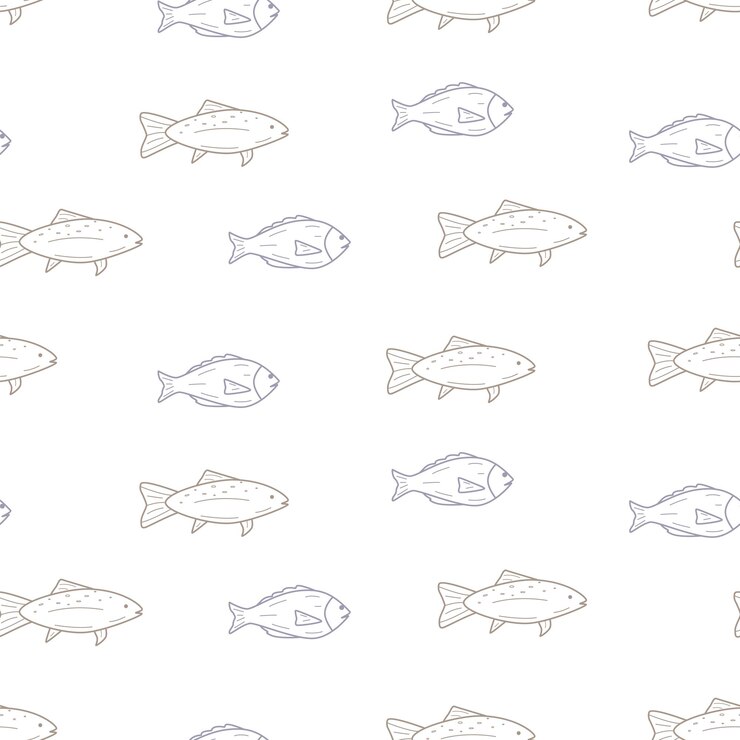 Vettore disegno senza cuciture in stile doodle di pesce illustrazione vettoriale sfondo di carpa dorata