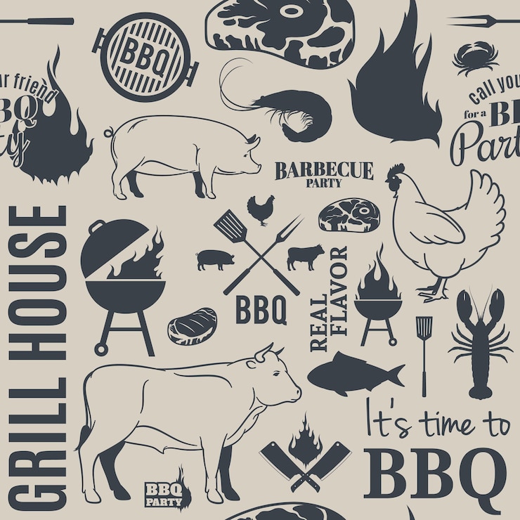 Vettore disegno senza cuciture per barbecue