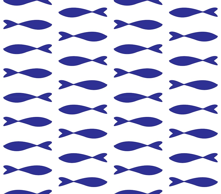 Vettore disegno senza cuciture vettoriale della silhouette di pesce
