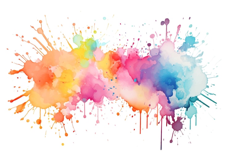 Vettore disegno splatter ad acquerello color arcobaleno 0307
