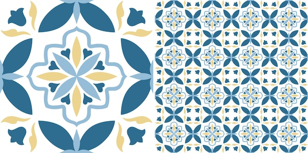 Disegno vettoriale a modello di piastrelle decorative senza cucitura floreali