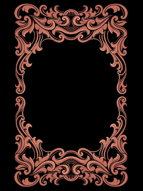 disegno vettoriale cornice per foto con stile di incisione classico di lusso modificabile a colori