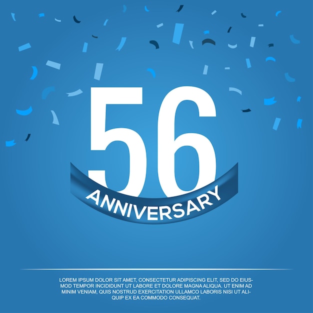 Disegno vettoriale del 56° anniversario per la celebrazione dell'anniversario con colore blu e bianco.