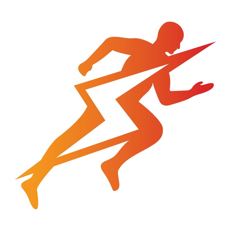 Vettore disegno vettoriale del logo della corsa e della maratona. simbolo del vettore dell'uomo che corre.