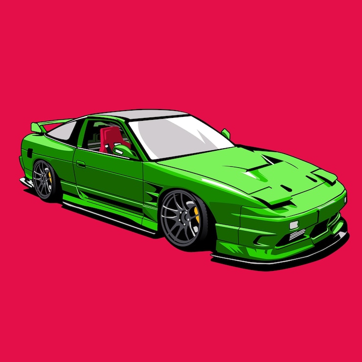 Vettore disegno vettoriale dell'illustrazione dell'auto modificata verde