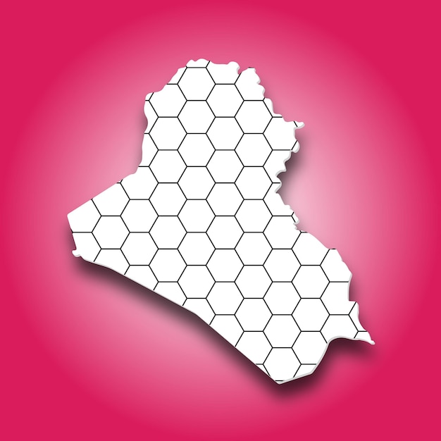 Disegno vettoriale della mappa dell'Iraq in un modello poligonale in stile 3d con sfondo sfumato