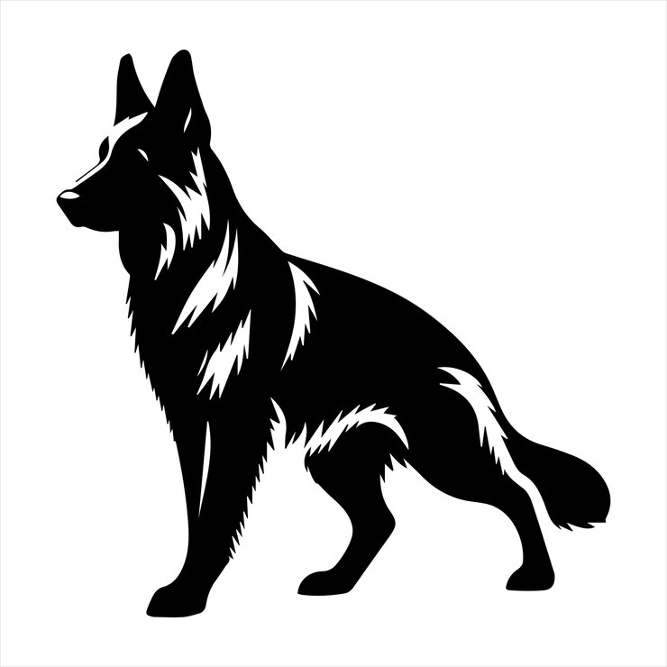 Vettore disegno vettoriale della silhouette del pastore tedesco