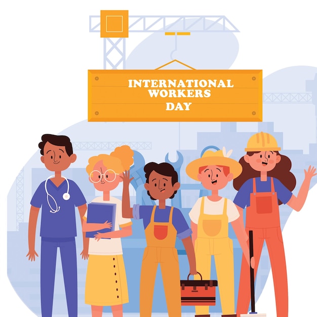 Disegno vettoriale di illustrazione per la Giornata Internazionale dei Lavoratori