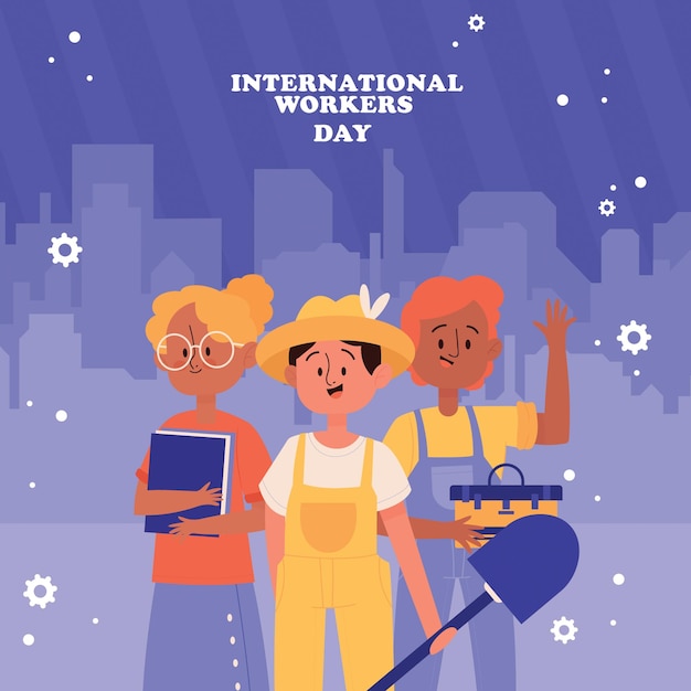 Disegno vettoriale di illustrazione per la Giornata Internazionale dei Lavoratori