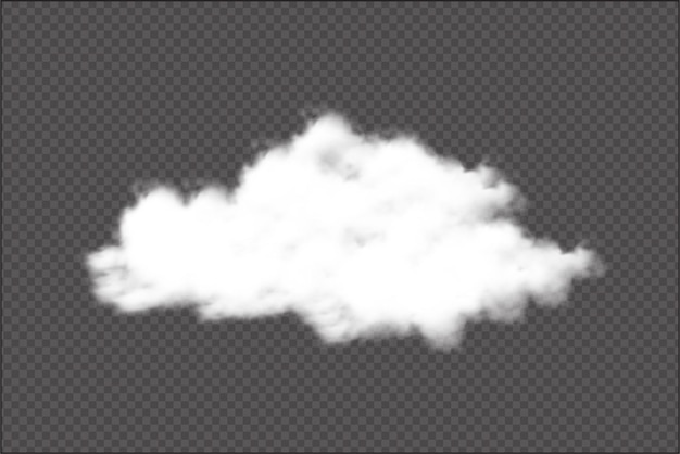 Disegno vettoriale di nuvola densa realistica su uno sfondo scuro Disegno galleggiante nuvola per il concetto di tempo cielo o tempesta Vettore di fumo o nebbia per la decorazione del modello su uno sfondo trasparente