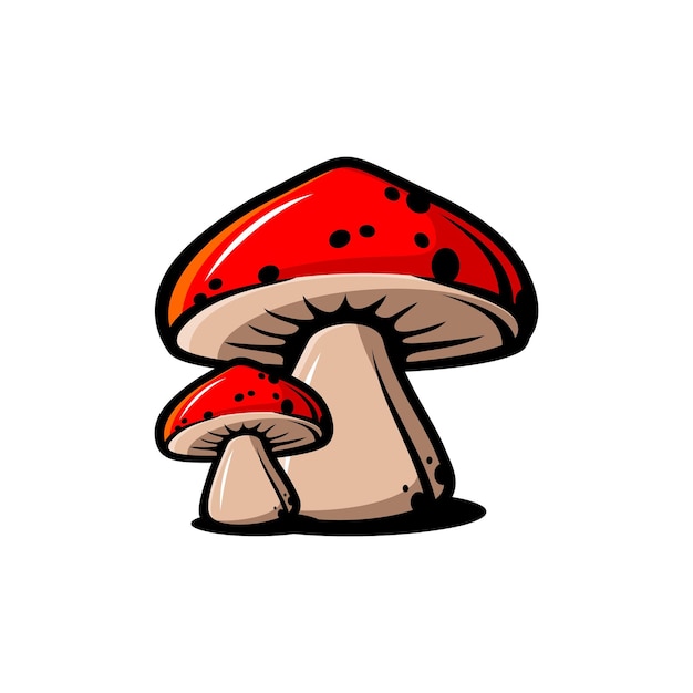 disegno vettoriale di piante di funghi su sfondo bianco
