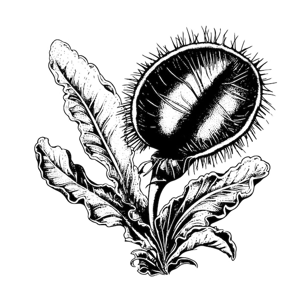 Disegno vettoriale di Venus flytrap Illustrazione di stile inciso disegnata a mano isolata