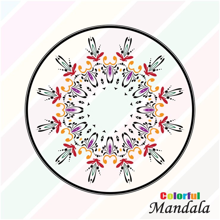 Vettore disegno vettoriale mandadala e sfondo colorato