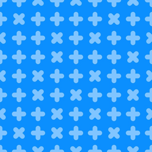Disegno vettoriale senza giunture a croce geometrico luminoso design minimalista Sfondo semplice ripetibile blu