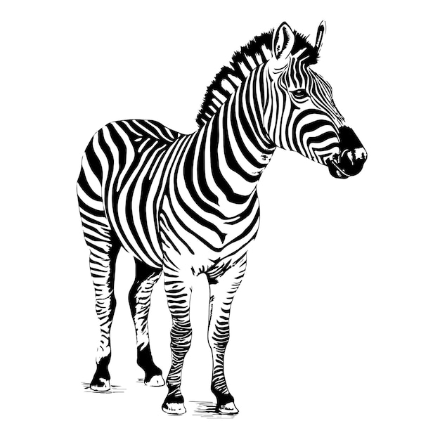 Disegno vettoriale Zebra Illustrazione in stile inciso disegnata a mano isolata