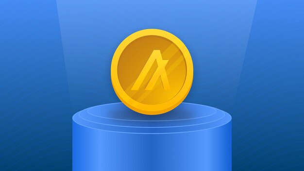 Display di monete in criptovaluta d'oro con podio