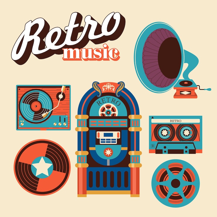 Dispositivi musicali retrò.