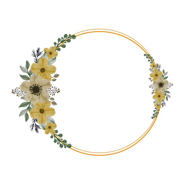 disposizione della cornice dorata del cerchio di fiori gialli