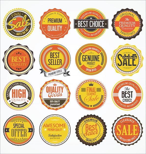 Distintivi di qualità vintage design retrò