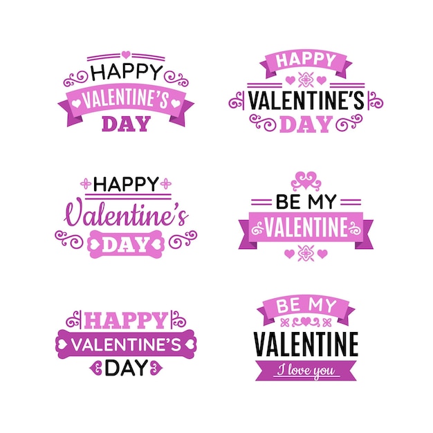 Distintivi di San Valentino design piatto