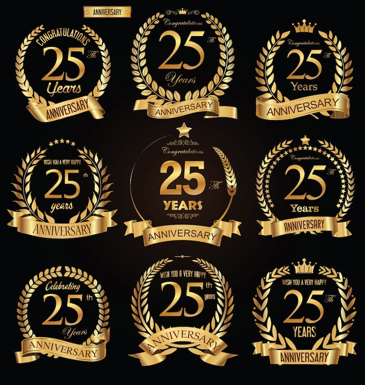 Vettore distintivo d&#39;oro anniversario