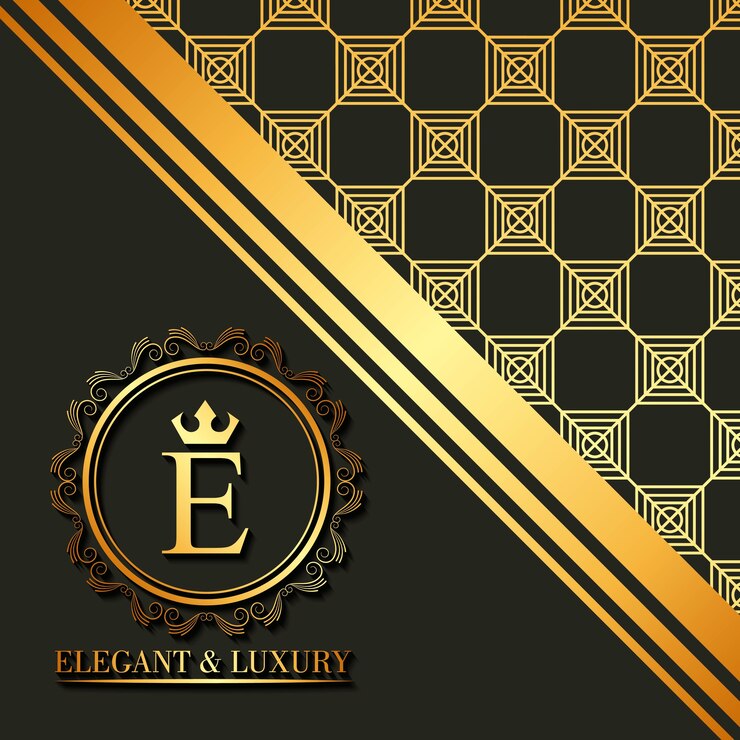 Vettore distintivo d'oro emblema modello monogramma geometrico iniziale