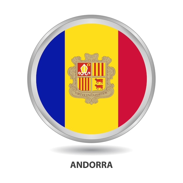 Distintivo della bandiera di Andorra, icona, pulsante, serie vettoriale