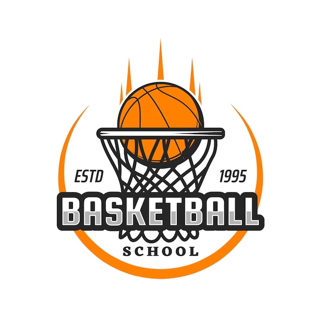 Distintivo della scuola di basket e della squadra sportiva di streetball